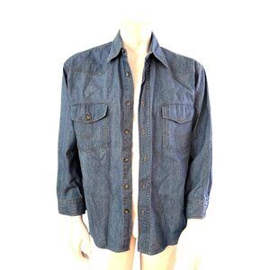Vintage 90s Western Yoke Denim Shirt M Stone Island Garments Button Up Jean Y2K